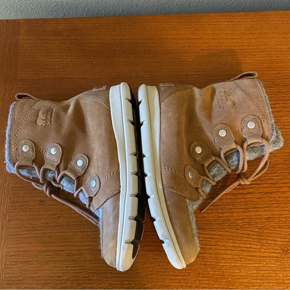 Sorel Explorer Joan Boots Women's 8 Tan and Grey Suede Waterproof Lace Up - Picture 6 of 9